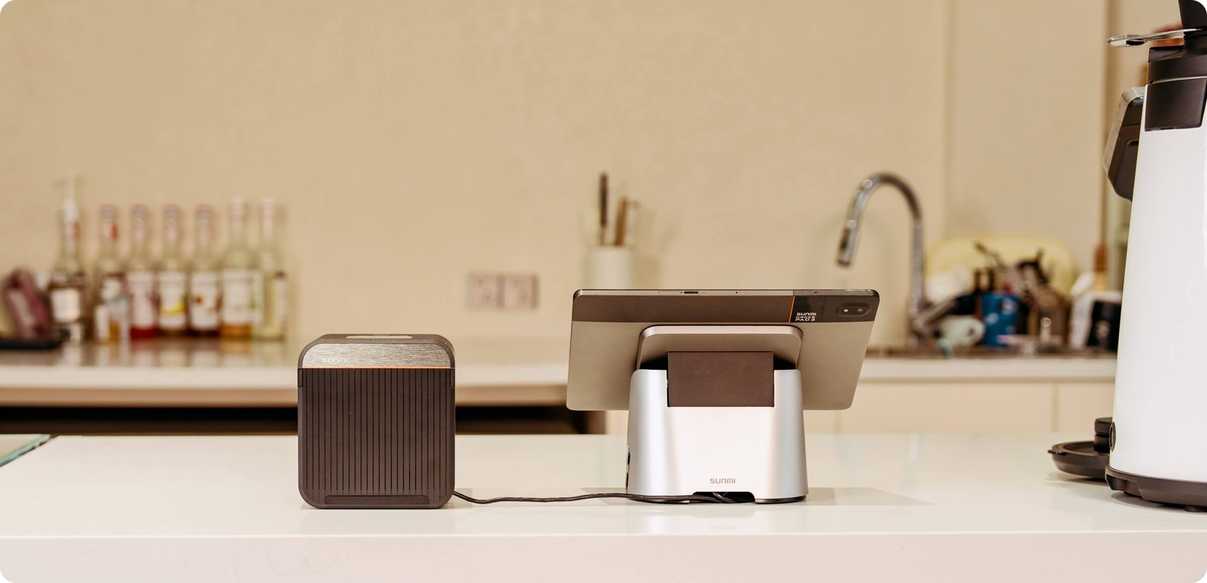 SUNMI 80mm printer in café environment with POS system