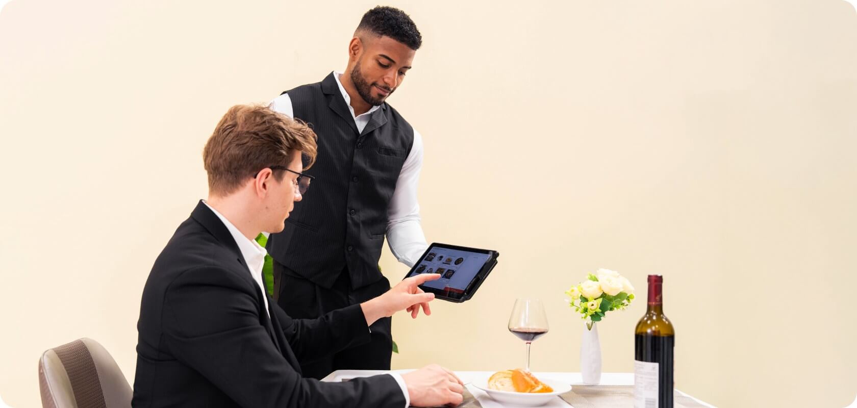 Server taking orders with CPad PAY