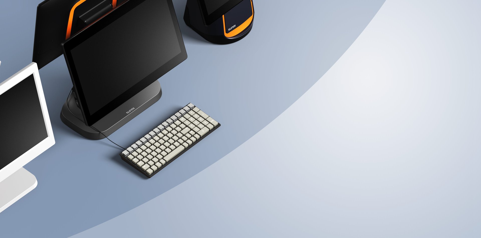 SUNMI keyboard with desktop POS terminal setup